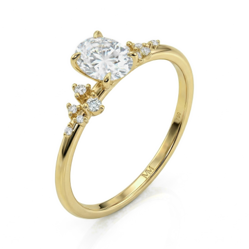 Ovaline - Ring med oval moissanit och minimalistiska sidostenar