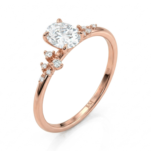 Ovaline - Ring med oval moissanit och minimalistiska sidostenar