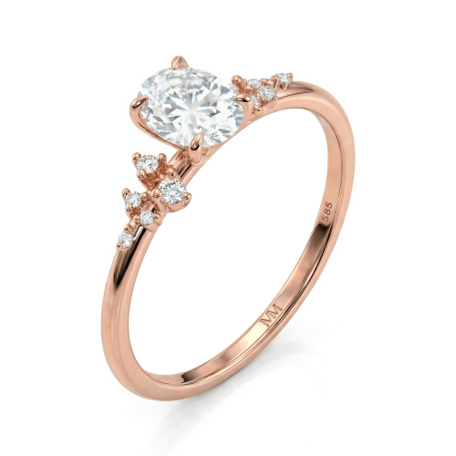Ovaline - Ring med oval moissanit och minimalistiska sidostenar