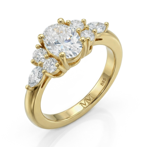 Lustrina - Ring med oval moissanit och gnistrande accenter