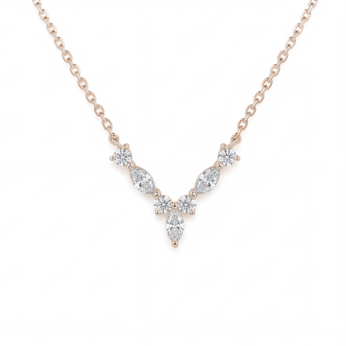 Adelina - Elegant halsband i moissanit med navettslipade accentstenar