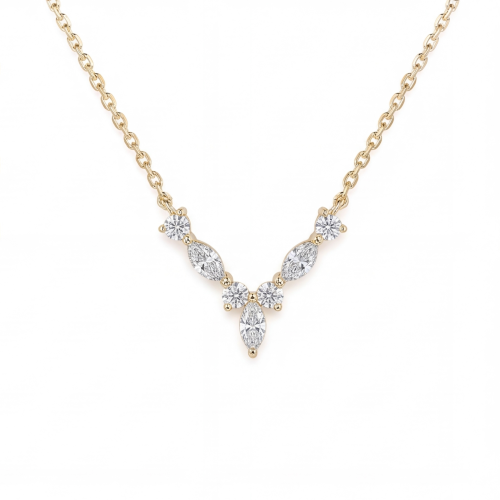Adelina - Elegant halsband i moissanit med navettslipade accentstenar