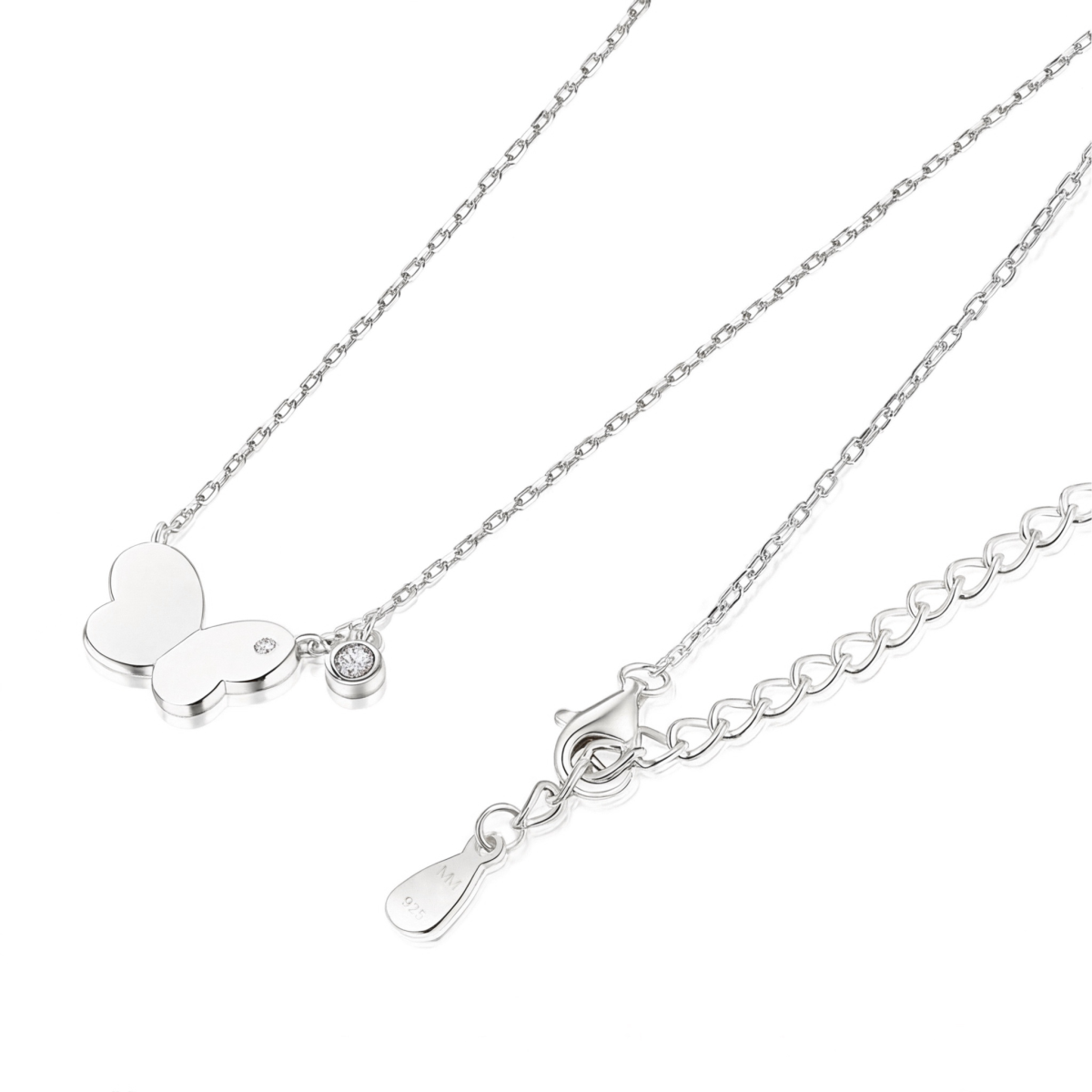 Papillia - Halsband med fjärilscharm och moissanitaccent