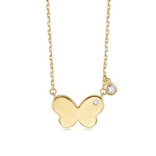 Papillia - Halsband med fjärilscharm och moissanitaccent