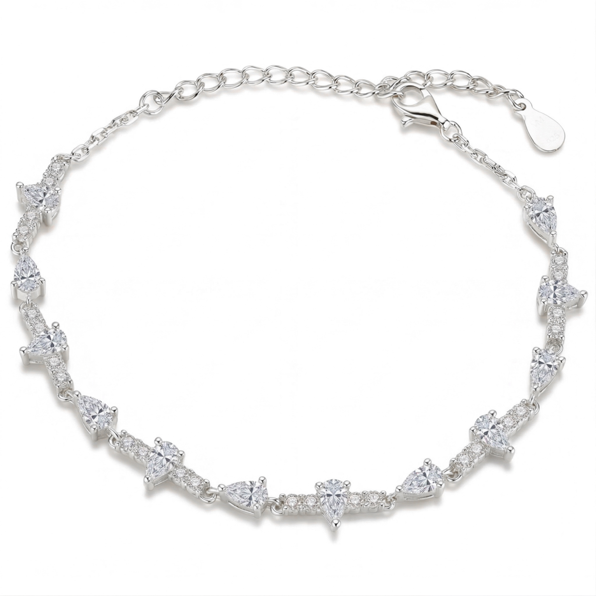 Perlette - Moissanitarmband med päronformad slipning och elegant symmetri