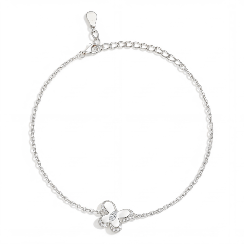 Bloomique - Charmarmband med moissanit, blommotiv och gnistrande accenter