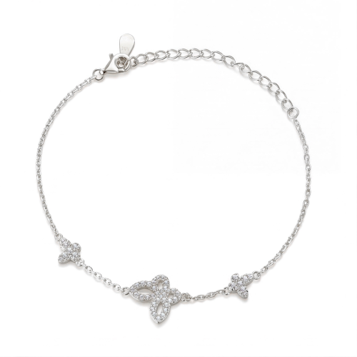 Orchidea - Armband med navettslipad moissanit och blommotiv