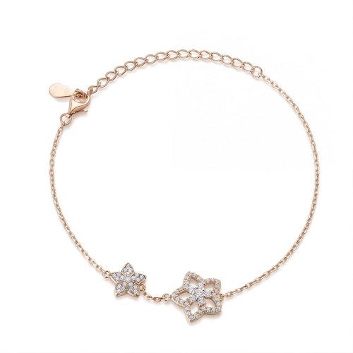 Fiorella - Justerbart moissanitarmband med blomcharm och pavéfattningar