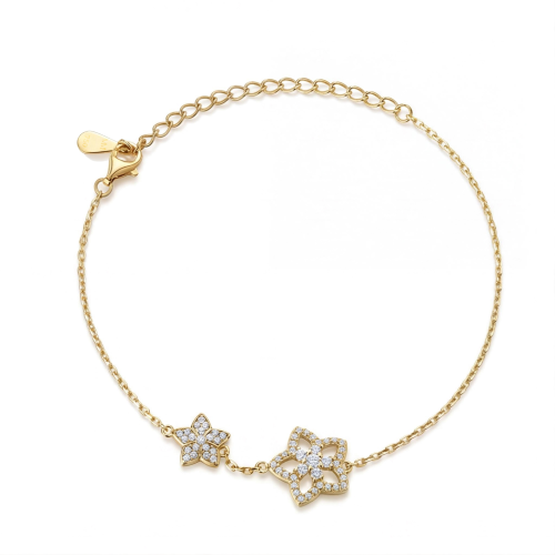 Fiorella - Justerbart moissanitarmband med blomcharm och pavéfattningar