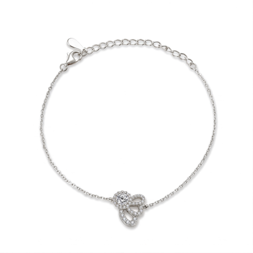 Ornella - Moissanitarmband med blomformad halo och justerbar kedja