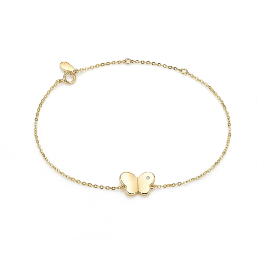 Papillon - Armband med moissanit, fjärilsformad charm och justerbar kedja