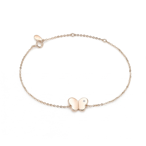 Papillon - Armband med moissanit, fjärilsformad charm och justerbar kedja