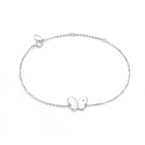 Papillon - Armband med moissanit, fjärilsformad charm och justerbar kedja