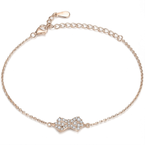Gleamique - Armband med moissanit, rosettmotiv och justerbar kedja