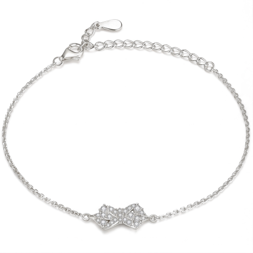 Gleamique - Armband med moissanit, rosettmotiv och justerbar kedja