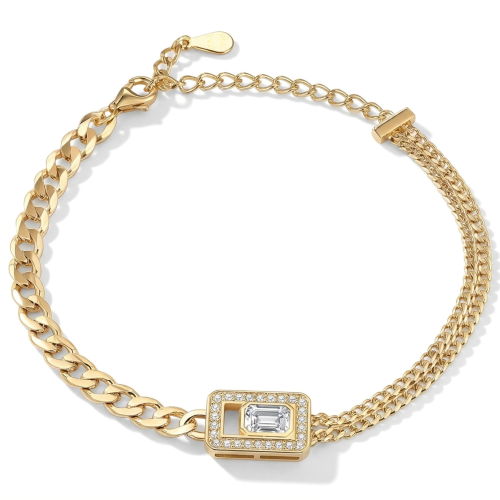 Verdura - Armband med smaragdslipad moissanit och halodesign