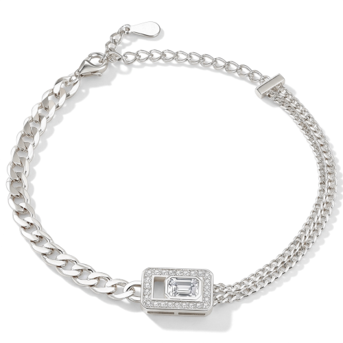 Verdura - Armband med smaragdslipad moissanit och halodesign