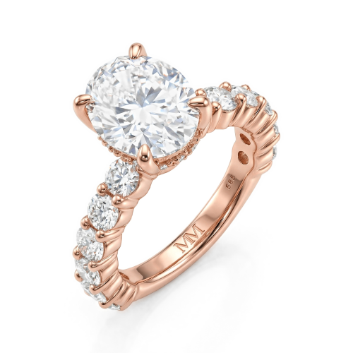 Majestica - Ring med oval moissanit och sidostenar