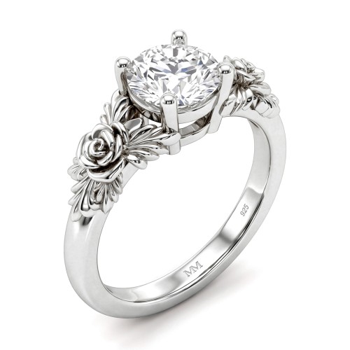 Roselle - Blommig förlovningsring med moissanit och pavéfattning