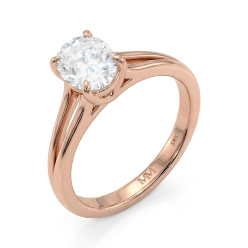 Grace – Ring med oval moissanit och delad ringskena