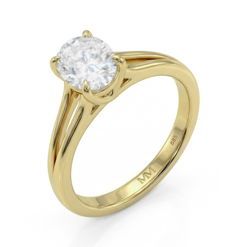 Grace – Ring med oval moissanit och delad ringskena