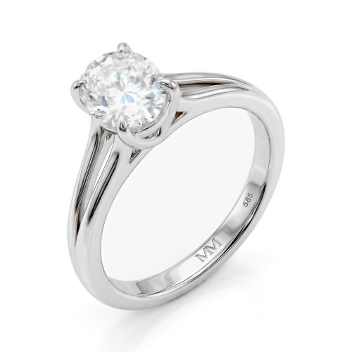 Grace – Ring med oval moissanit och delad ringskena