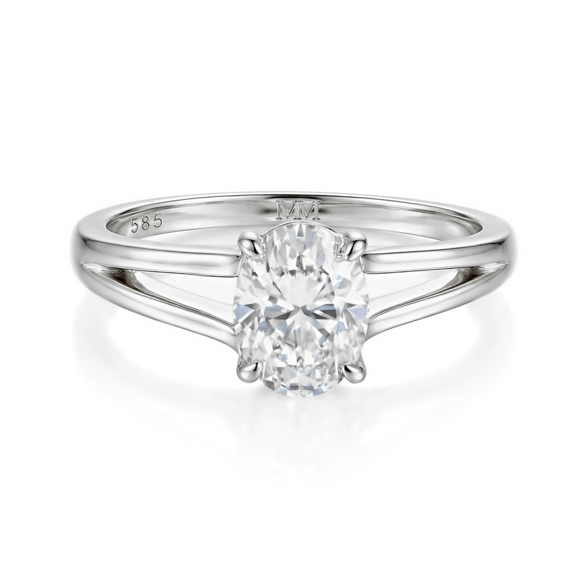 Grace - ring med oval moissanit och delad ringskena