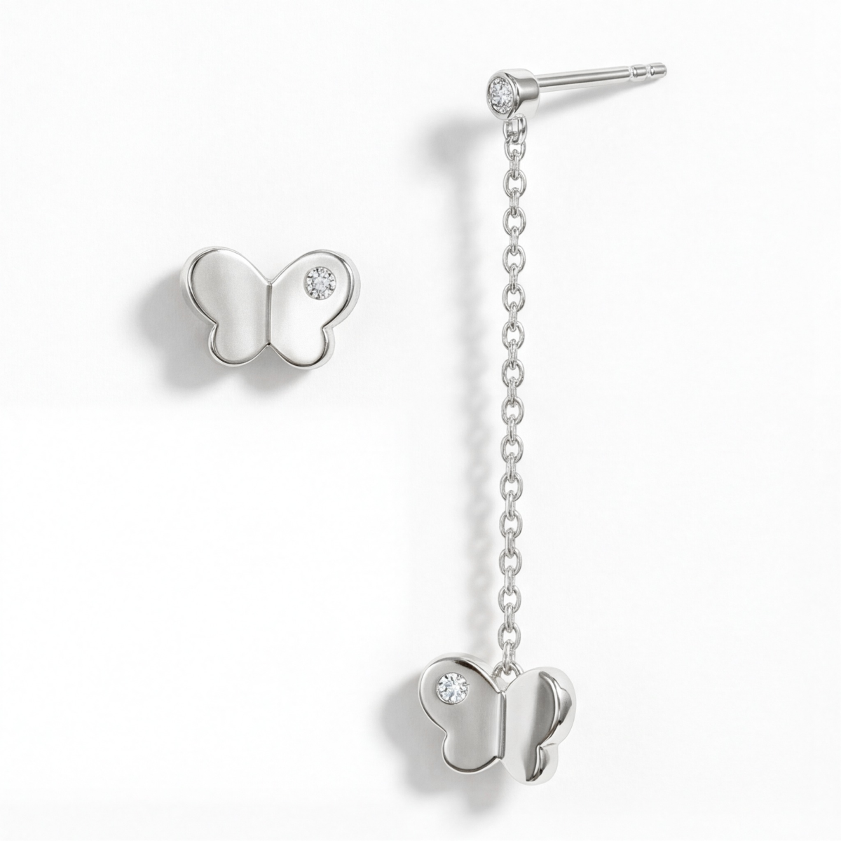 Butterfly Drops - Hängande örhängen med moissanit