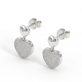 Hearts of Pavé - Hängande örhängen med moissanit i pavéfattning