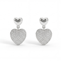 Hearts of Pavé - Hängande örhängen med moissanit i pavéfattning