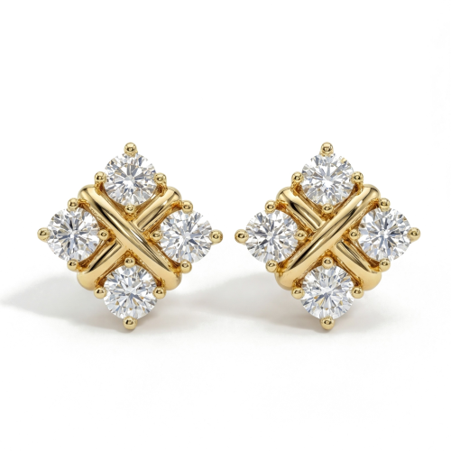 Moissanite Quadrants - Stiftörhängen med moissanit