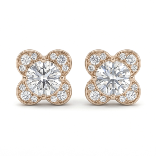 Moissanite Blooms - Stiftörhängen med moissanit
