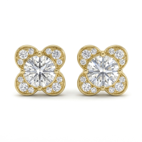 Moissanite Blooms - Stiftörhängen med moissanit