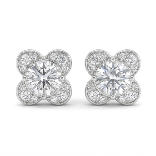 Moissanite Blooms - Stiftörhängen med moissanit