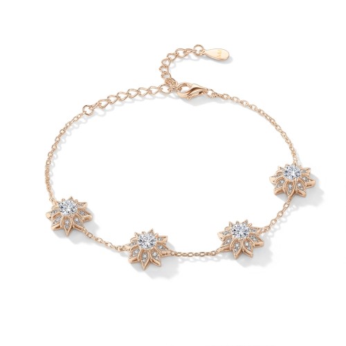 Stellara - Moissanitarmband med blommotiv och justerbar kedja