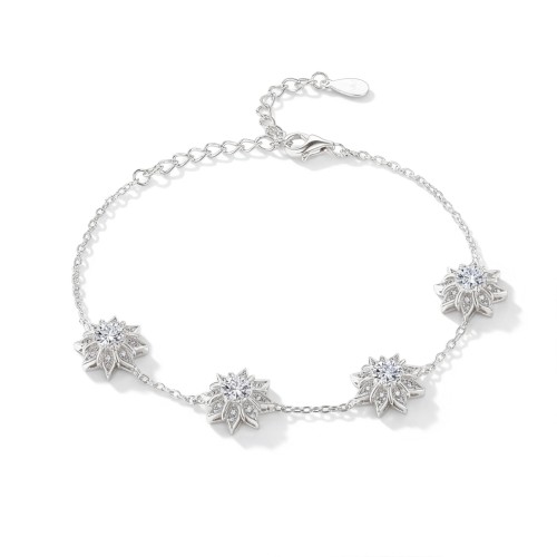 Stellara - Moissanitarmband med blommotiv och justerbar kedja
