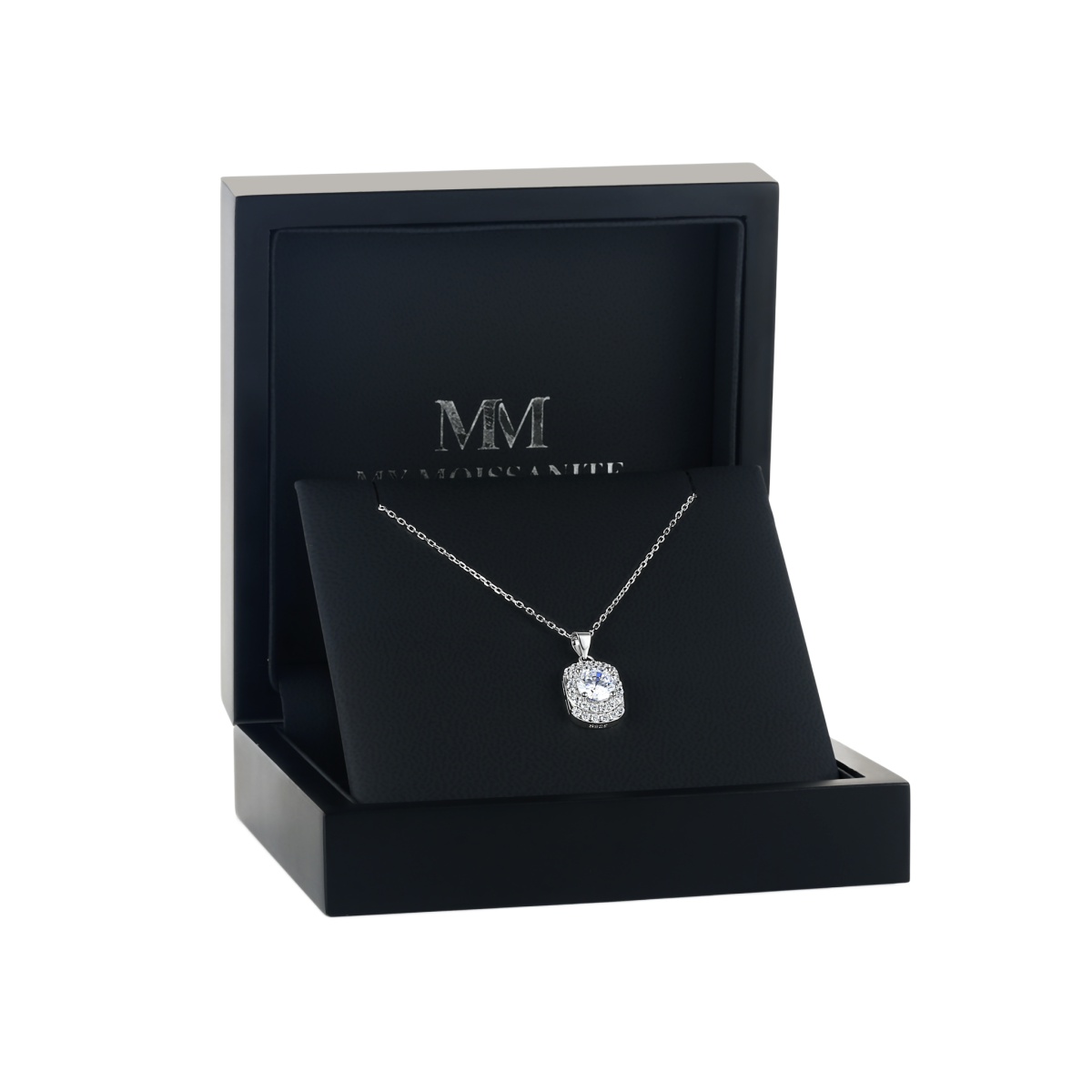 Memento - Gnistrande moissanithänge i pavéhalodesign