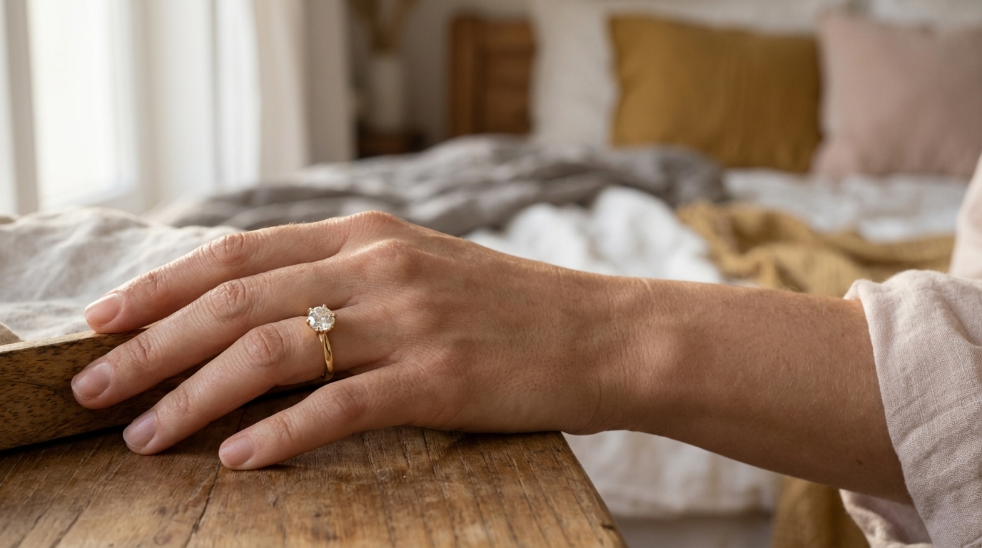 My Moissanite-ring i varmt, naturligt ljus